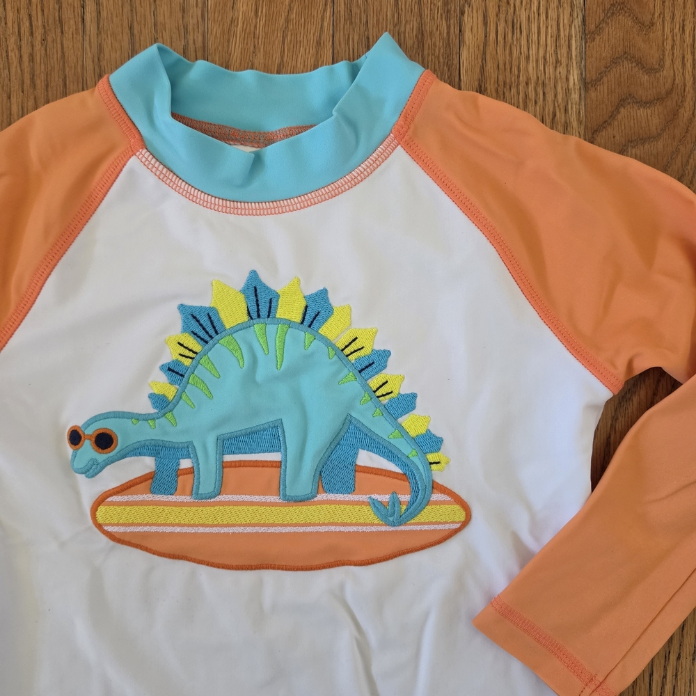 Gymboree Turquoise & Orange Dino Surf Rashguard Size 4T